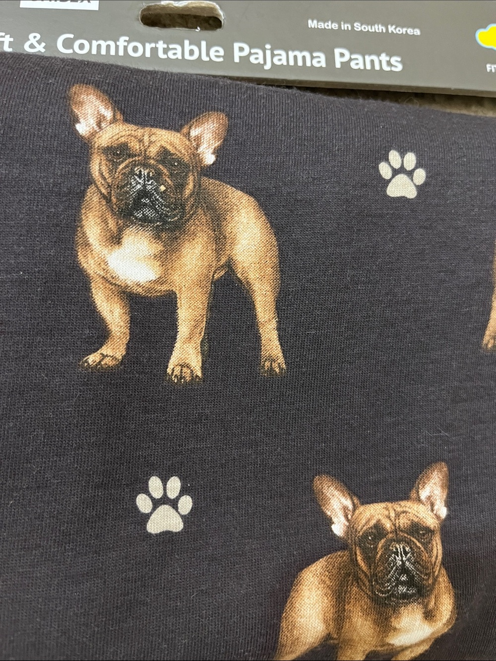 Comfies French Bulldog Pajama Pants Black Size M Unisex NWT - Picture 4 of 12